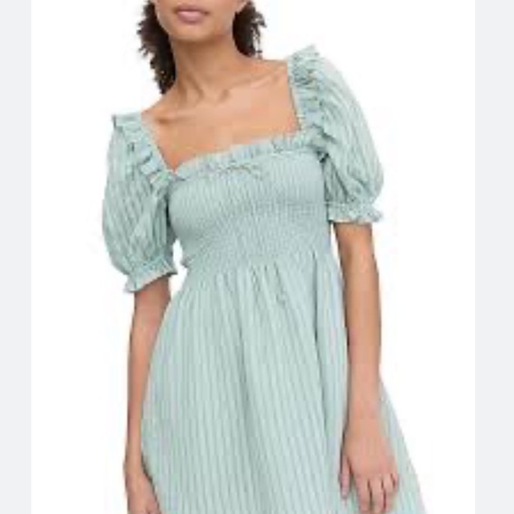 New: Mable Puff Sleeve Gauzy Cotton Midi Dress. Size Medium - Picture 6 of 11